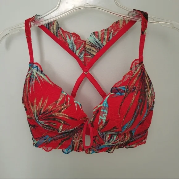 Victoria's‎ Secret PINK Tropical Lace Push Up Bralette Large - Picture 3 of 11